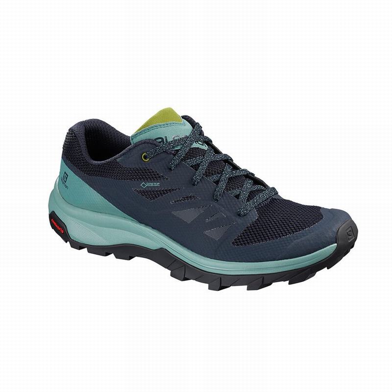 Salomon Israel OUTLINE GORE-TEX - Womens Hiking Shoes - Turquoise/Navy (WRXA-64803)